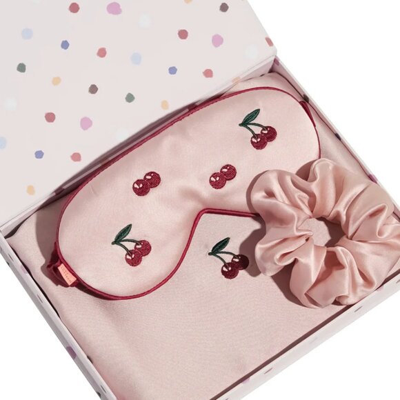 Anthropologie Cherries 3 Piece Silk Gift Set - Picture 1 of 5